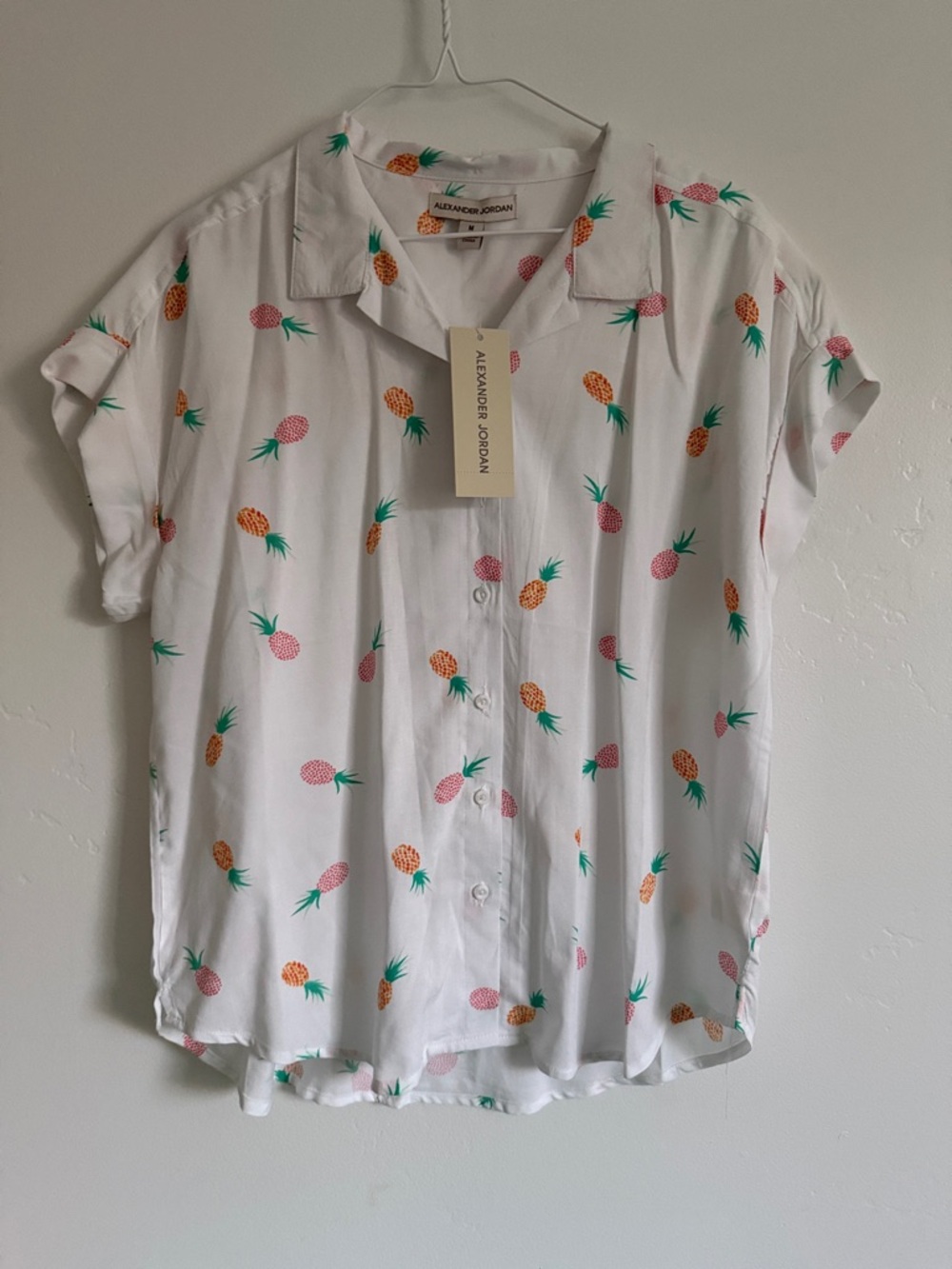 Alexander Jordan White Pineapple-Print Button Down Shirt